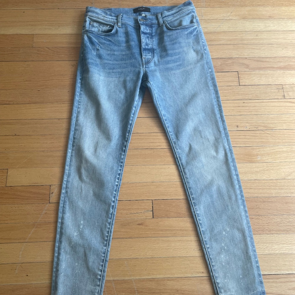 Amiri Blue & Taupe Stack Jeans